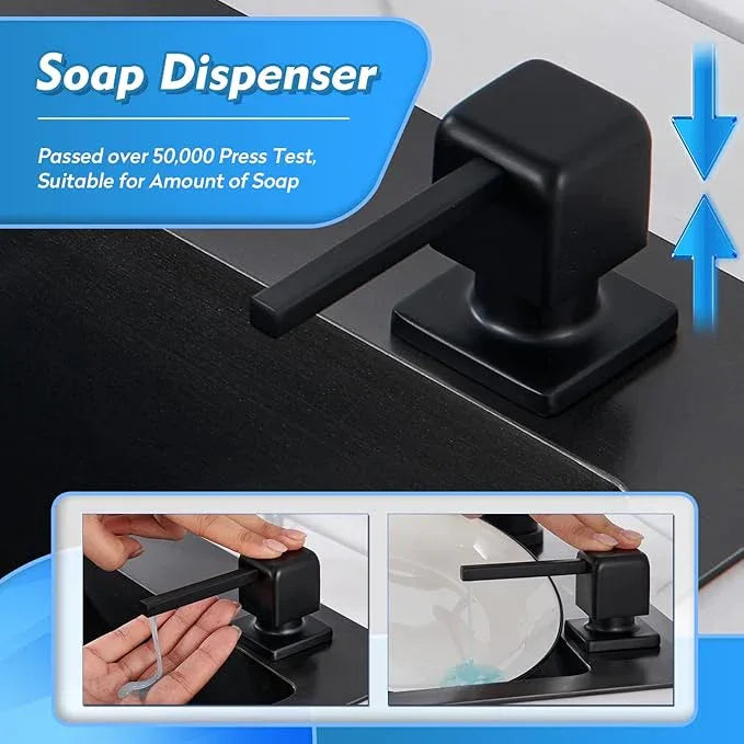 CREA Soap Dispenser for Kitchen Sink, Kitchen Soap Dispenser Black Square Built in Sink Soap Dispenser for Bathroom with 17 OZ Bottle - ModernBath