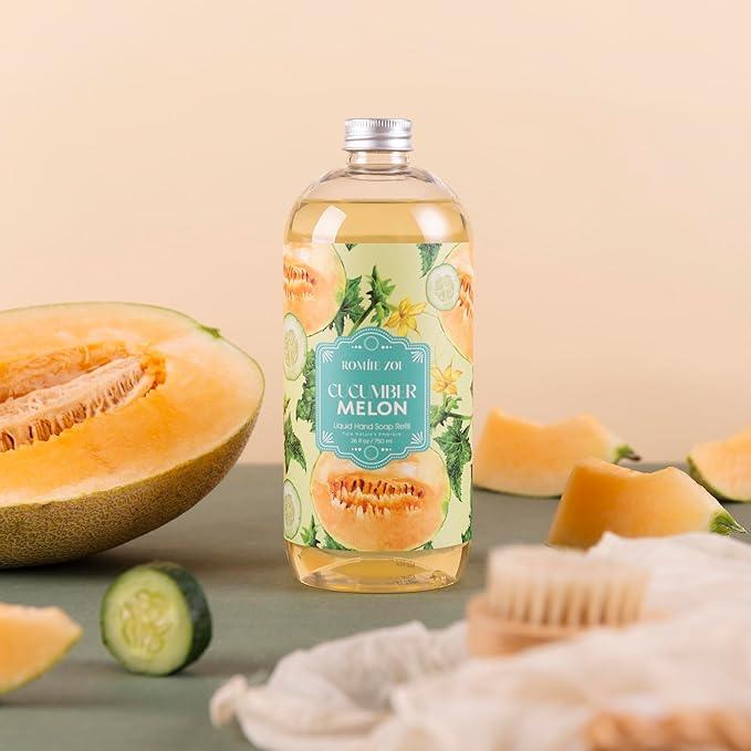 ROMIIE ZOI Liquid Hand Soap Refill, Cucumber&melon, Gentle & Moisturizing Formula, 750 ML/ 26 FL OZ - ModernBath