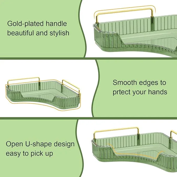 GTI 3-Tier Corner Bathroom Counter Organizer, Large Capacity Makeup Organizer Countertop, Perfume Cosmetics Skincare Vanity Organizers, Exquisite Countertop Storage for Women (Green) - ModernBath
