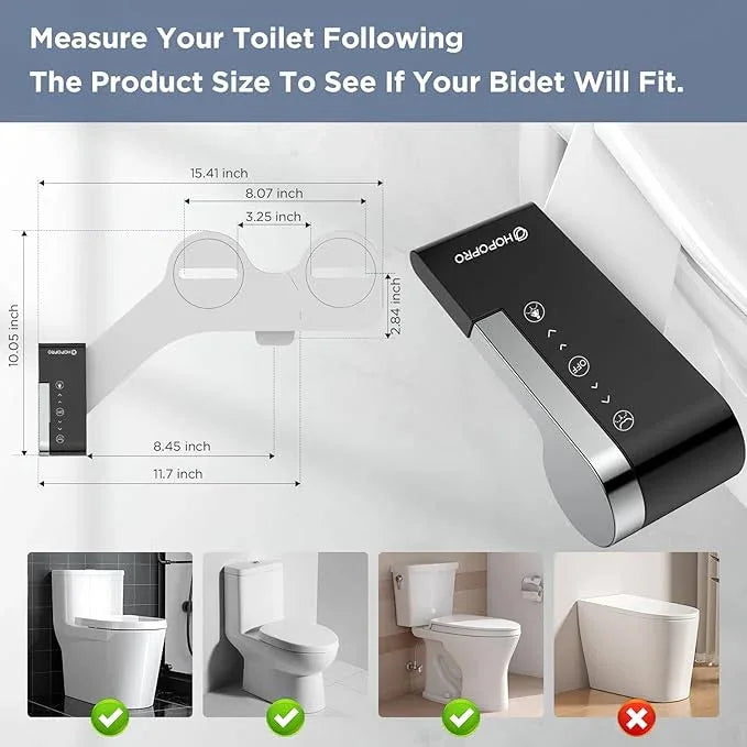 HOPOPRO Toilet Bidet Tank Replacement Cover, Bidet Ultra-Slim Dual Nozzle (Feminine/Rear Wash), Fresh Cold Water Sprayer Toilet Tank Seat for Existing Toilets with Pressure Control, Black - ModernBath