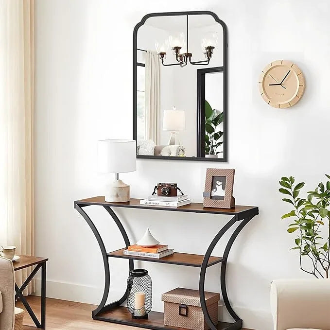 Ferytange 20X30 Inch Black Metal Framed Bathroom Mirror for Wall, Matte Black Bathroom Vanity Mirror, Rectangular Rounded Decor Mirror Anti-Rust, Tempered Glass (Black 20" x 30") - ModernBath
