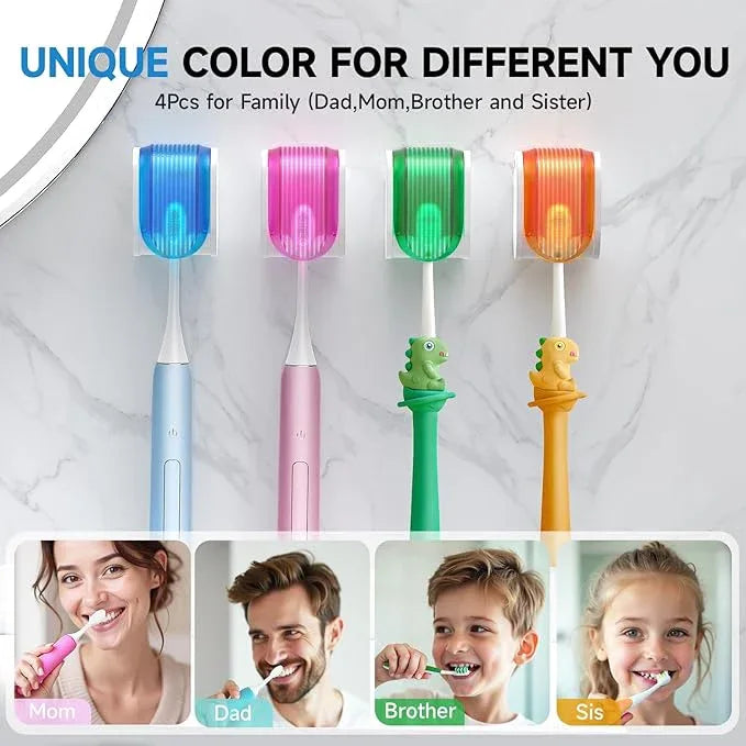 Toothbrush Holders for Bathrooms【Upgrade Single Slot Design】 Toothbrush Holder Wall Mounted with Cover Moisture-Proof and Dust-Proof Toothbrush Storage Organizer for Shower Family and Travel 4PCS - ModernBath