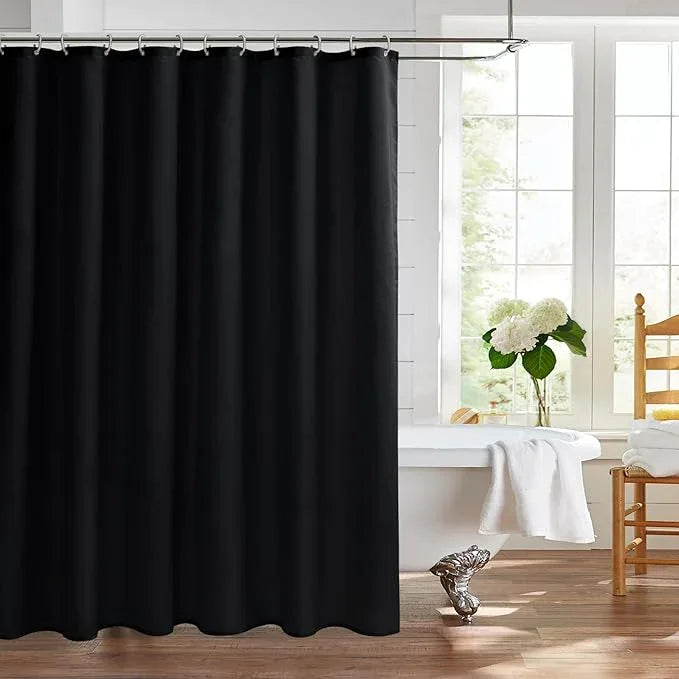 Nasitos Extra Long Fabric Shower Curtain Liners 2 Pack - W72 x H84 - Water Resistant Cloth Shower Curtains with Magnets, Soft Hotel Quality, Machine Washable (Black, Magnets Included) - ModernBath