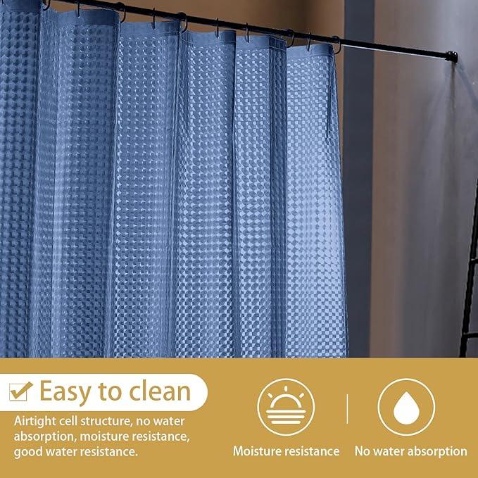 NTBAY EVA Semi-Transparent Clear Shower Curtain with Navy Checkered, Water-Repellent Liner with 3 Magnets for Bathroom, 72x72 Inches - ModernBath