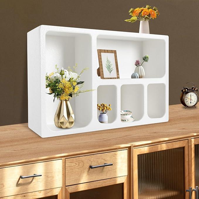 Wall Mounted Storage Cabinet,Modern Geometric Arched Wall Storage Cabinet for Bedrooms, Kitchens, Living Rooms, Bathrooms Corridors 23.62 * 7.87 * 15.75in (White) - ModernBath