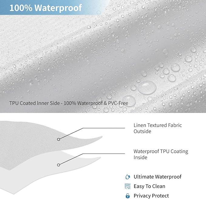 THAIGEE Stall Linen Textured Shower Curtain,No Separate Liner Needed,60 Inch Wide Waterproof Shower Curtains for Bathroom,60"x72",White - ModernBath