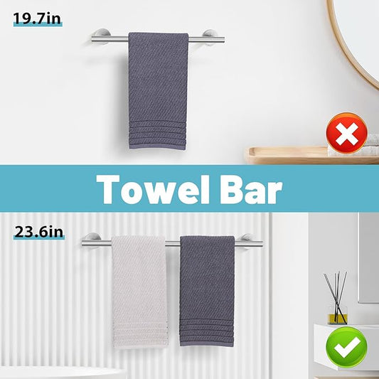 10 Pieces Brushed Nickel Bathroom Hardware Accessories Towel Bar Set 23.6 Inch Towel Rack Set for Bathroom SUS304 Stainless Steel Toilet Paper Holder Towel Holder Wall Mounted