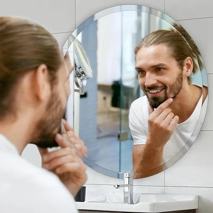 CLBA 30 inch Beveled Bathroom Mirror, Frameless Round Mirror, 1" Polished Beveled Edge Circle Mirror for Bathroom, Living Room, Bedroom - ModernBath