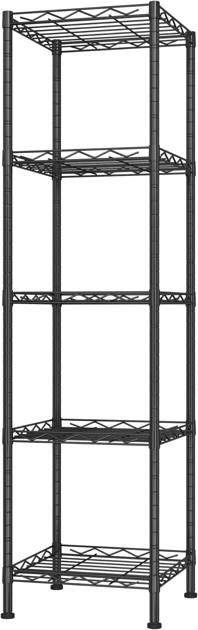 HOMEFORT Storage Shelves, 5-Wire Shelving, Metal Shelving Unit Adjustable Storage Shelves Rack for Kitchen, Pantry, Bathroom, Black, 11.4" W x 11.4" D x 46" H - ModernBath