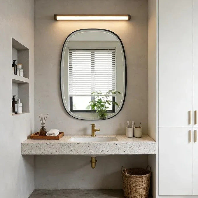 POZINO Oval Beveled Mirror Over Sink, 20"x30" Black Rectangle Mirror for Bathroom, Modern Oblong Vanity Wall Mirrors in Premium Stainless Steel Frame, Wall Mount Hangs Horizontal Or Vertical - ModernBath
