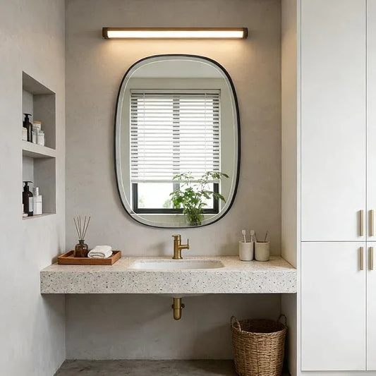POZINO Oval Beveled Mirror Over Sink, 20"x30" Black Rectangle Mirror for Bathroom, Modern Oblong Vanity Wall Mirrors in Premium Stainless Steel Frame, Wall Mount Hangs Horizontal Or Vertical - ModernBath