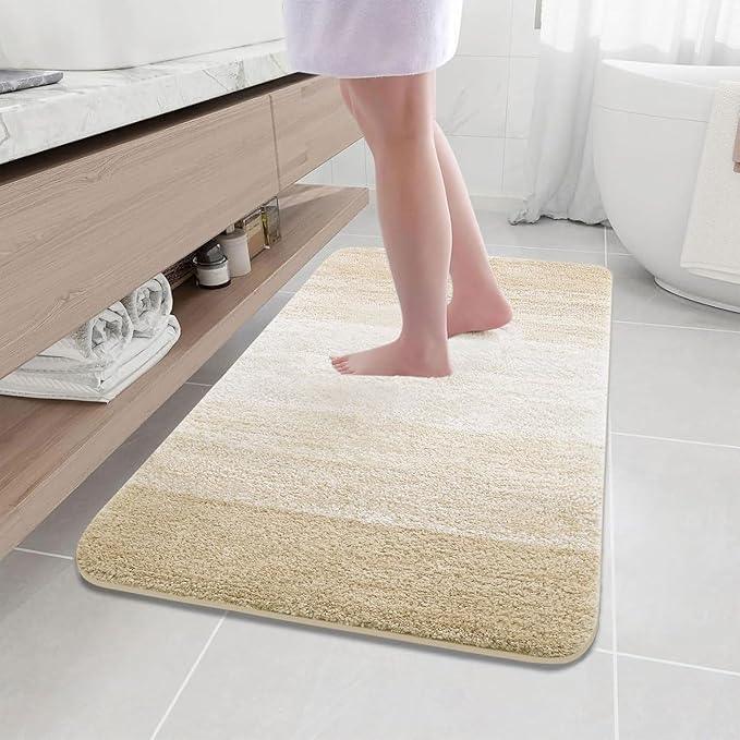 Arotive Microfiber Bathroom Rugs, Shaggy Soft and Absorbent Bath Rug, Non-Slip, Thick Plush Machine Washable Dry Bath Mats for Bathroom, Tub and Shower, 45x27, Light Beige, Rectangular - ModernBath