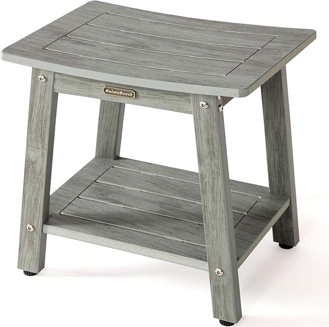 KaimuBench Shower Bench Seat, Waterproof Shower Stool for Shaving Legs, Foot Stool for Spa Bathroom, Bath Chair Seat, Weather Resistant/Non-Slip, Indoor/Outdoor Use, Gray - ModernBath