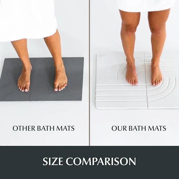 Water Stone Quick-Drying Bath Mat, Off-White – Standard Size (27.5” x 19.6”), Eco-Friendly, Non-Slip, Fast Absorbing Bathroom Rug, Soft & Comfortable - ModernBath