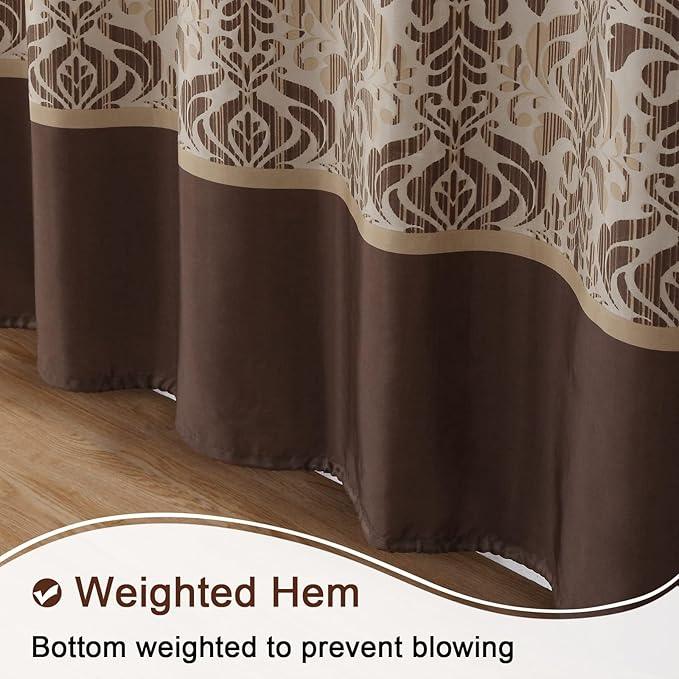 BESTRIPES Stall Fabric Shower Curtain, 54 x 72 Inch Brown Damask Print Waterproof Small Shower Curtains for Bathroom - ModernBath
