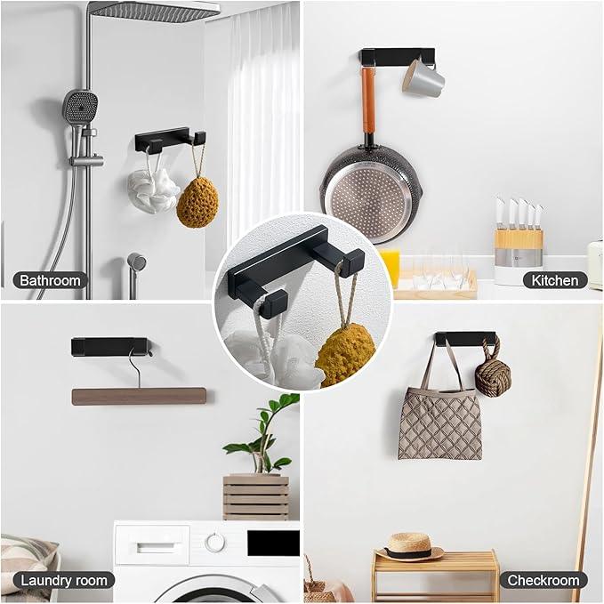 YACVCL 4-Piece Matte Black Bathroom Hardware Accessories Set, Bath Towel Bar Set SUS304 Stainless Steel, Round Towel Racks for Bathroom Wall Mounted - ModernBath