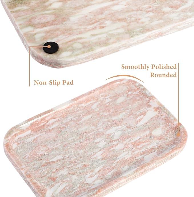 Karibiber Marble Vanity Tray, Marble Bathroom Tray Countertop, Decorative Tray for Dresser, Rosso Red Stone Serving Trays for Kitchen, Perfume, Jewelry Candle Holder, Catch All - ModernBath