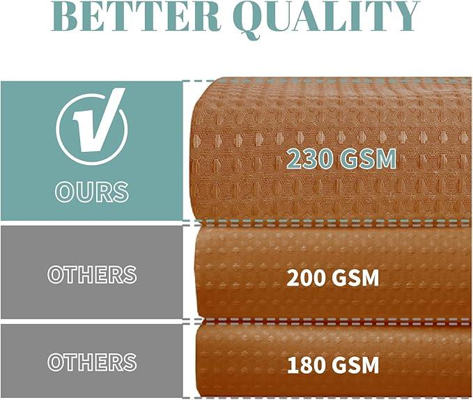 eachope BurntOrange Extra Long No Hook Waffle Weave Shower Curtain with snap-in Liner Replacement, 230GSM Waterproof Fabric Hotel Shower Curtain Set for Bathroom, Through Mesh Top Window,71Wx86H - ModernBath