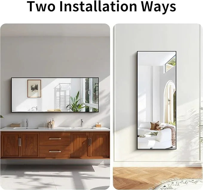 KOCUUY Black Bathroom Mirrors, 60"x24" Large Rectangle Mirrors for Bathroom Sink, Oversized Wall Mirror Black Metal Framed Decor for Living Room, Farmhouse, Entryway, Hang Horizontal/Vertical - ModernBath