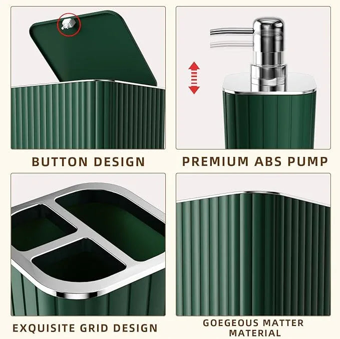 XLHOMO Bathroom Accessories Set - Gorgeous Green Bathroom Set, 10PC Green Bathroom Accessory Set, Bathroom Sets with Toilet Brush, Bathroom Trash Can - ModernBath