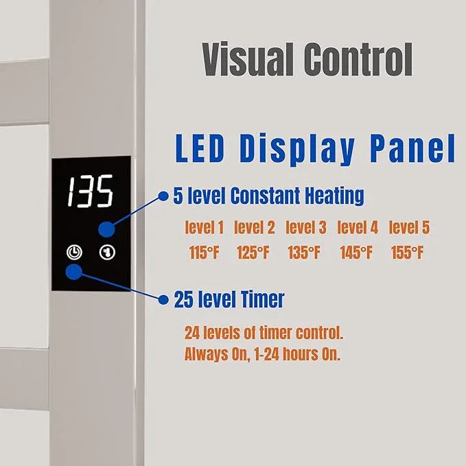 Smart Wireless Electric Towel Warmer | Blade Thin 10 Bar Design | Hardwired & Plug-in | Alexa & Google Home Compatible | Brushed Finish - ModernBath