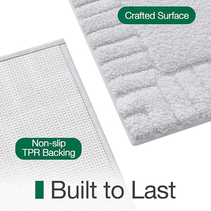 LUMI Bathroom Rugs Non Slip with Rubber Backing, Extra Soft Plush Microfiber Bath Rug Absorbent, Machine Washable Bath Mat Quick Dry for Tub, Shower, Hotel, White, 20"x32" - ModernBath