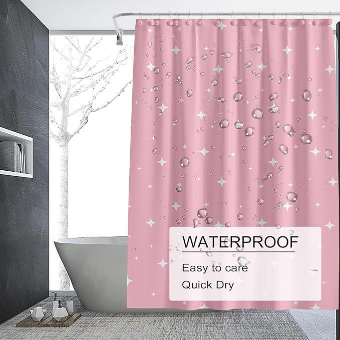 TIKABC Shower Curtain Liner, 4G PEVA Shower Liner, Plastic Waterproof Shower Curtains, with Grommet Holes and 3 Magnetic Weights(Dream Pink) - ModernBath