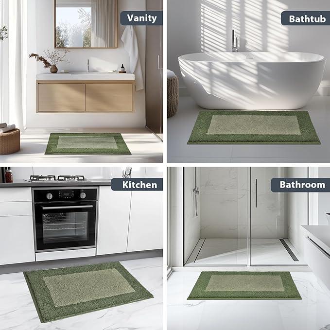 anllugs Bathroom Rugs 20" x 30", Non-Slip Extra Soft Absorbent Bath Rugs, Machine Washable Quick Dry Bath Mats for Bathroom Floor, Shower, Bathtub and Sink, Sage Green & Budding Green - ModernBath
