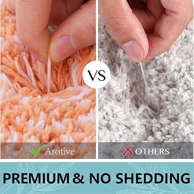 Arotive Microfiber Bathroom Rugs, Shaggy Soft and Absorbent Bath Rug, Non-Slip, Thick Plush Machine Washable Dry Bath Mats for Bathroom, Tub and Shower, 47x24, Orange, Rectangular - ModernBath