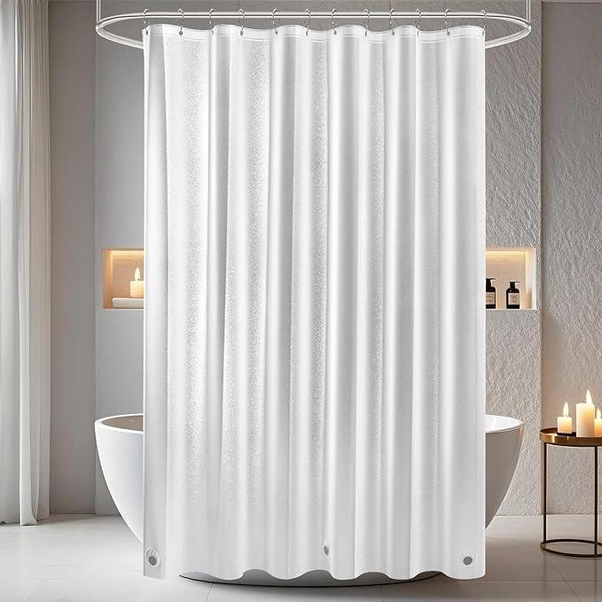 Seenus Dreamy Pink Glitter PEVA Shower Curtain Extra Long 78 Length, Waterproof Plastic Sparkle Shower Curtain Liner with 3 Large Magnets, 72x78 Inch Shimmery Rose Pink Bathroom Shower Curtain - ModernBath