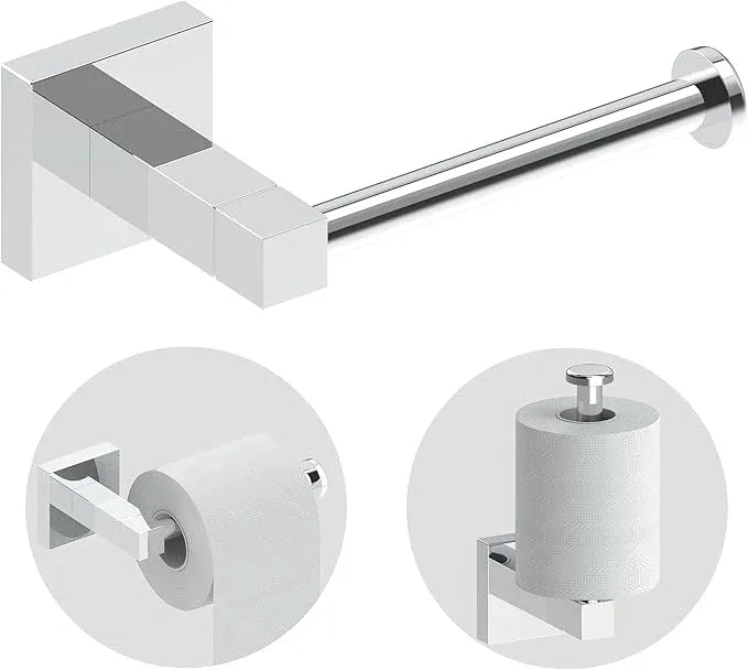 RUACQ Toilet Paper Holder Wall Mount,Square Base Tissue Roll Holder for Bathroom,Toilet Roll Holder Stainless Steel(Chrome) - ModernBath