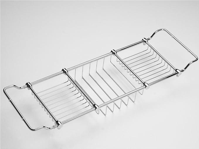 Magionline Brass Over Bathtub Racks Expandable Bath Caddy for The Elegant Tub Chrome Polished - ModernBath