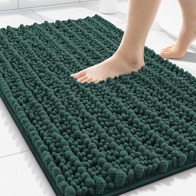 Smiry Bathroom Rugs Mat 30x20, Extra Soft Absorbent Chenille Bath Rugs, Non Slip Rubber Backing Machine Washable Quick Dry Bath Mats for Bathroom Floor, Tub, Shower, Home Decor Accessories, Green - ModernBath