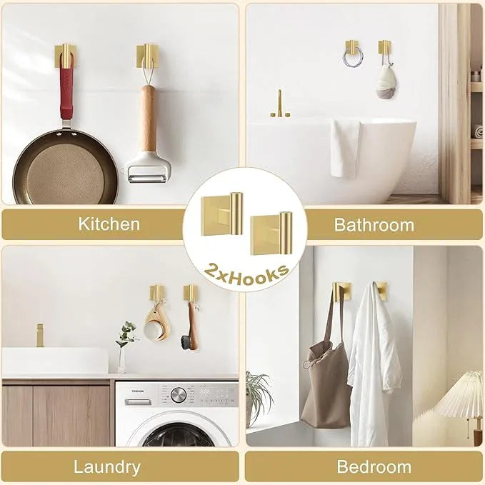 TURS 5-Pieces Brushed Gold Bathroom Hardware Set 23.6 Inch SUS304 Stainless Steel Towel Bar Set Wall Mounted Square Toilet Paper Holder with Shelf - ModernBath