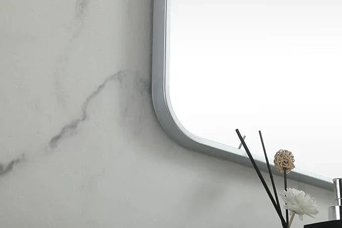 ARS Concepts Aura, Soft Corner Metal Square Mirror 42X42 Inch in, Modern, Silver - ModernBath