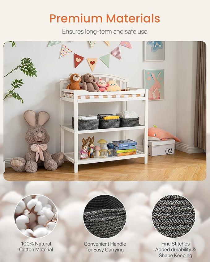 Small Woven Basket, 12 x 8 x 4.5 Inches, Storage Basket for Organizing, Cute Small Rope Shelf Closet Cube Storage Bins Baskets for Shelves, Dog Toy Gift Baskets Empty, 3 Pack Mixed Black - ModernBath