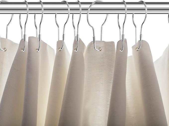 Geetery 150 Pcs Metal Shower Curtain Hooks Rust Proof Reusable Shower Curtain Hangers Multi Functional Stainless Steel Shower Curtain Rings for Bathroom Bedroom Kitchen (Silver) - ModernBath