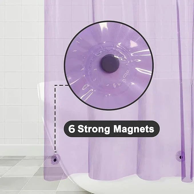 Barossa Design Clear Lavender Shower Curtain Liner - PEVA Heavy Duty Shower Liner with 6 Magnets and Metal Grommets, 72" x 72" Waterproof Curtains for Bathroom - Clear Lavender - ModernBath