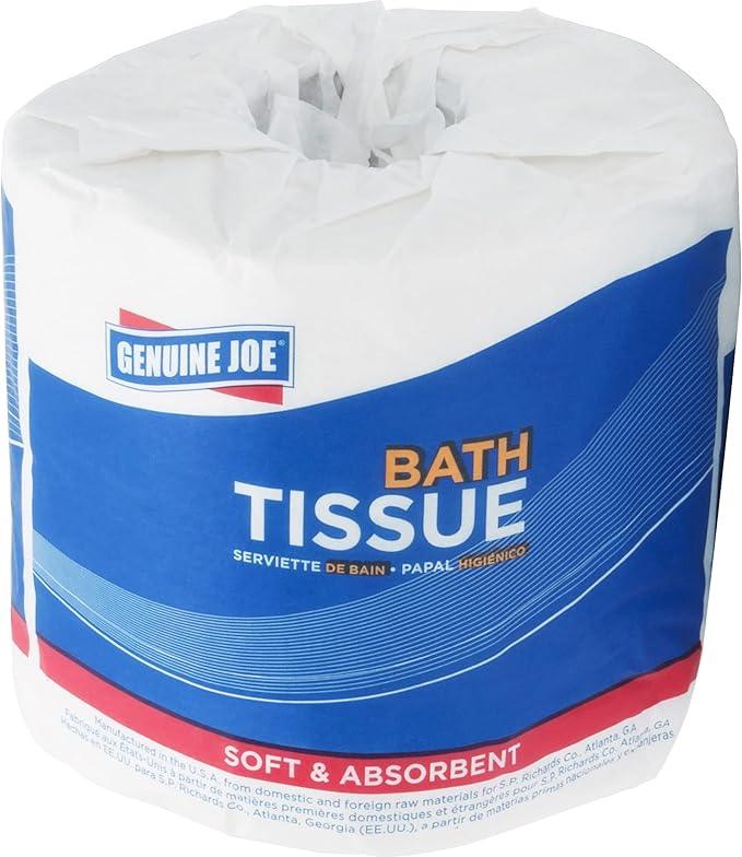 Genuine Joe Standard Bath Tissue, 4" x 4", 2-Ply, 550 Sheets/Roll, 80 Count - ModernBath