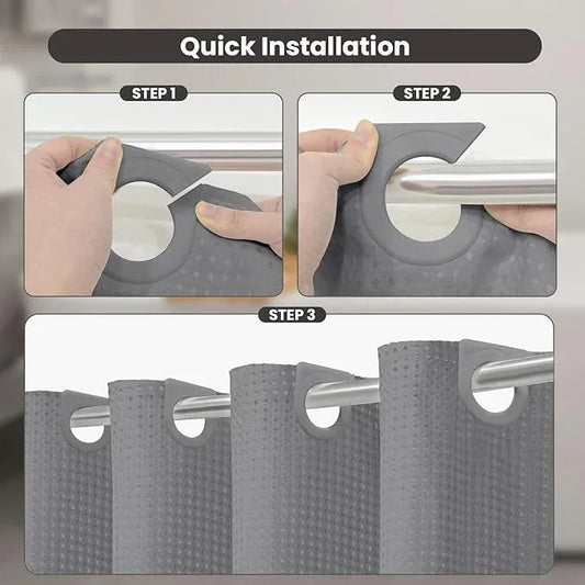 Inhousolu No Hook Waffle Weave Shower Curtain with Removable Snap in Fabric Liner Set for Bathroom, 230 GSM Heavy Duty Weighted Hem, Water Repellent Washable Bath Curtains, 72 x 72 Inch, Grey - ModernBath