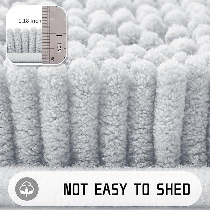 Yimobra Large Bathroom Rugs 36"x24", Non Slip Bath Mat for Tub, Shaggy Rug Floor Carpet, Extra Soft Super Absorbent Quick Dry, Machine Washable,Silver - ModernBath