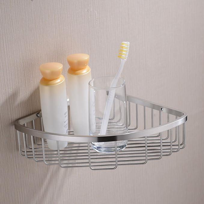 orhemus 304 Stainless Steel Shower Caddy Corner Basket Shelf Bathroom Organizer Wall Mounted Storage, Brushed Nickel - ModernBath