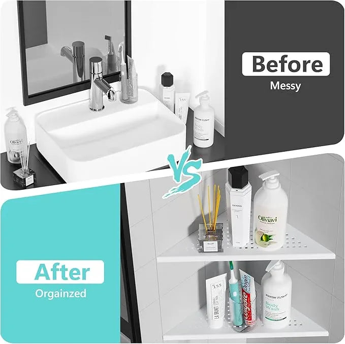 Corner Shower Shelves, 10” Recessed Tile Shower Shelf Matte White, 304 Stainless Steel Grout in Corner Tile Shower Shelves, No Drilling, 2 Pack - ModernBath