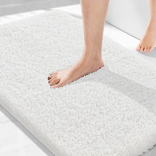 Yimobra Bathroom Rugs Non Slip Washable 36x24, Ultra Soft and Water Absorbent Bath Mats, Plush Fluffy Shower Mat Outside, Luxury Microfiber Thick Carpet Matts for Bathroom Floor/Tub, Off White - ModernBath