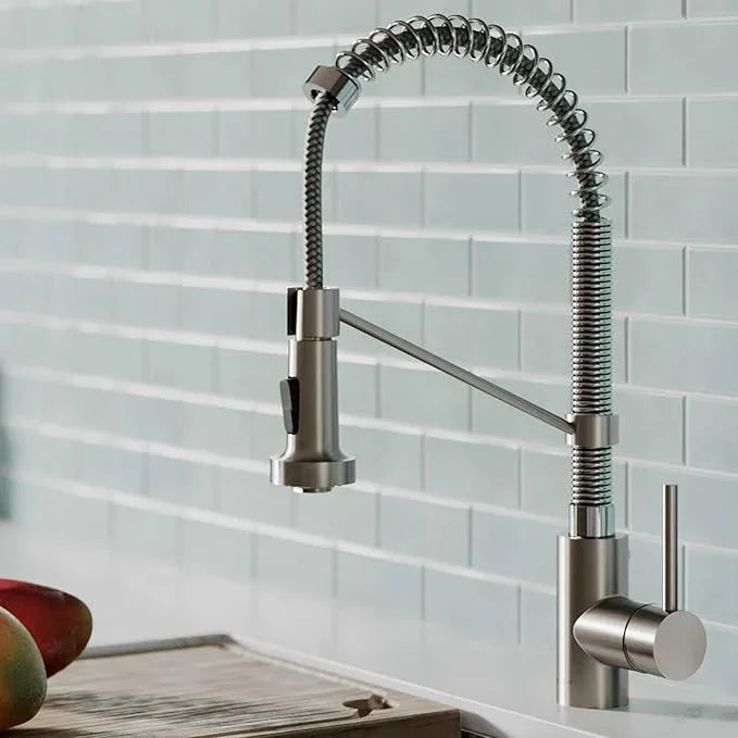 KRAUS Bolden Commercial Style 2-Function Single Handle Pull Down Kitchen Faucet in Spot-Free Stainless Steel/Chrome, KPF-1610SFSCH (Pack of 1) - ModernBath