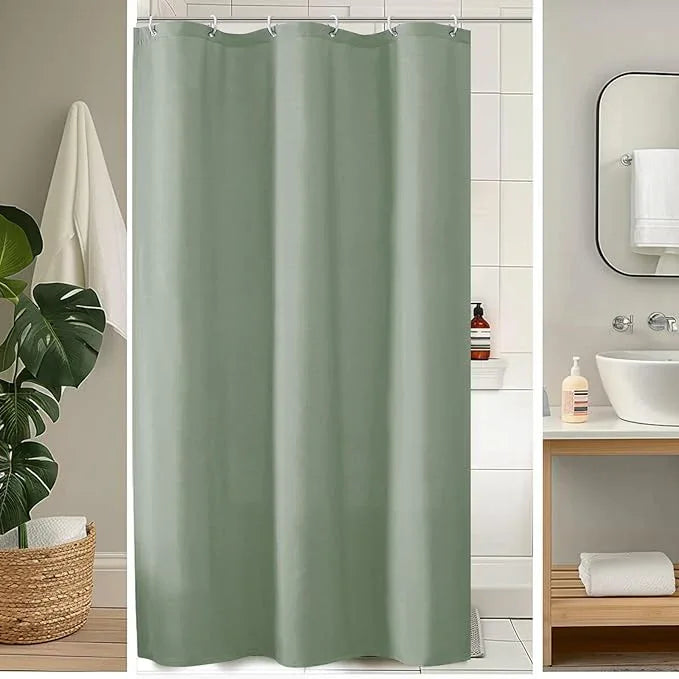 OVZME Zora 36 x 72 Inch Stall Fabric Shower Curtain - Soft Small Solid Shower Curtain for Bathroom for Narrow Stall Size, Machine Washable Water Resistance, Hotel Style, Sage Green - ModernBath