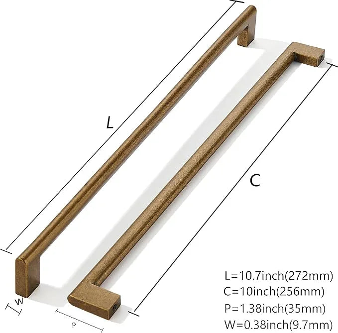 khtumeware 10 Inch Hole Center 6 Pack,Vintage Solid Antique Brass Cabinet Pulls Heavy Duty Kitchen Drawer Handle Antique Cabinet Hardware for Bathroom, Drawer, Cabinet - ModernBath