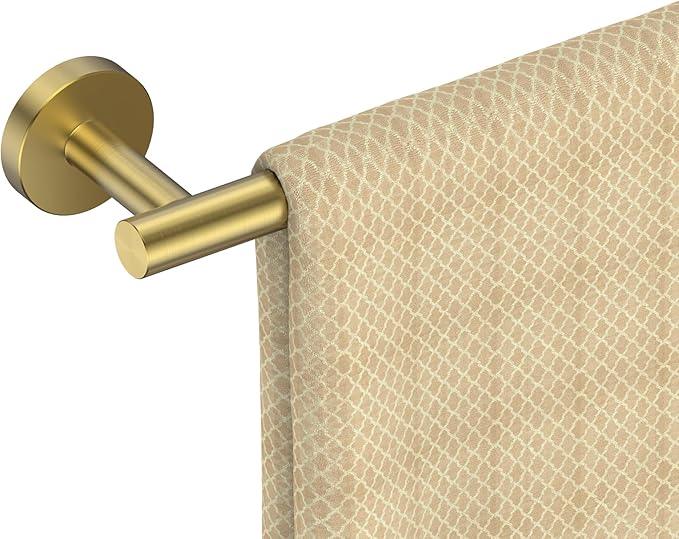 FORIOUS Towel Bar Wall Mounted, Stainless Steel Towel Racks for Bathroom, Includes Wall Mounting Hardware (Brushed Gold, 20 Inch) - ModernBath