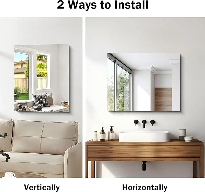 CILIBER Frameless Mirror, 24x30 Inch Bathroom Mirror for Wall, Rectangle Bathroom Vanity Mirrors with Polished Edge, Hangs Horizontally or Vertically for Bathroom, Bedroom and Living Room - ModernBath