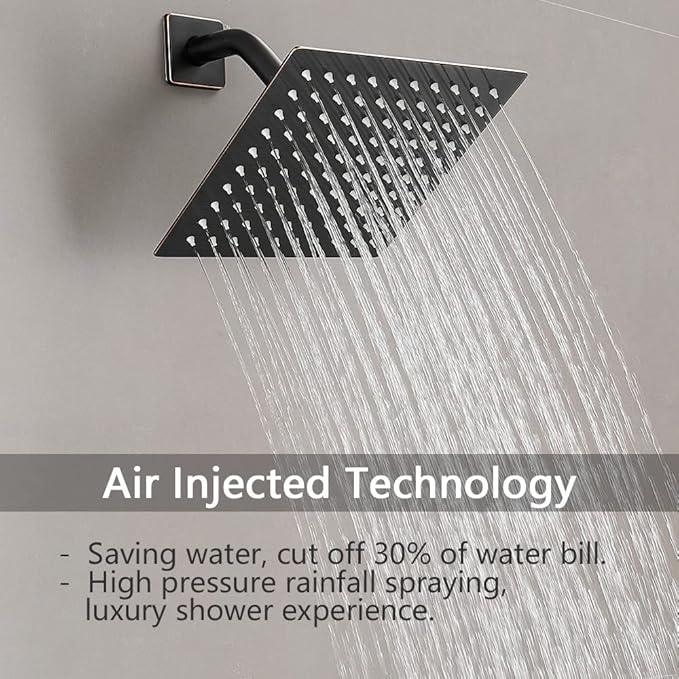 JingGang Oil Rubbed Bronze Shower Faucet Set Bathroom Rainfall Shower System with Stainless Steel Metal Shower Head Single Function Shower Trim Kit with Rough-in Valve - ModernBath